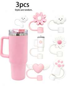 2/4/6pcs Straw Protective Caps Decorative Accessories, Dust-Proof Reusable Straw Covers, Compatible With Straws, Suitable For Women And Girls, Fashion Accessory, Gift, Souvenir, Back To School Gift, Graduation Gift, And Outdoor Activities Like Camping - Multicolor - View 24