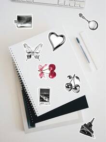 51pcs Y2K Millennium Style Sticker Set, Vintage Collage + Metallic Texture Design, Suitable For Planner Collage, Notebook, Phone Case, Laptop, Tablet Decoration, Scrapbook Supplies, Desktop Accessories, Party Supplies - Y2K - View 6