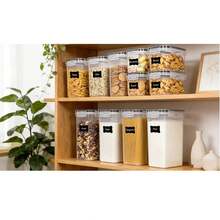 10pcs Sealed Food Storage Containers With Flip Lid (5 Sealed Jars + 5 Sealed Lids) / 16pcs (8 Sealed Jars + 8 Sealed Lids) - Microwave And Refrigerator , Summer Travel Fresh-Keeping Boxes, Transparent Plastic Kitchen Storage Containers - Leak-Proof Stackable, Suitable For Fruits, Vegetables, Pasta, Dry Goods, Camping, RVs, Etc. - Clear - View 8