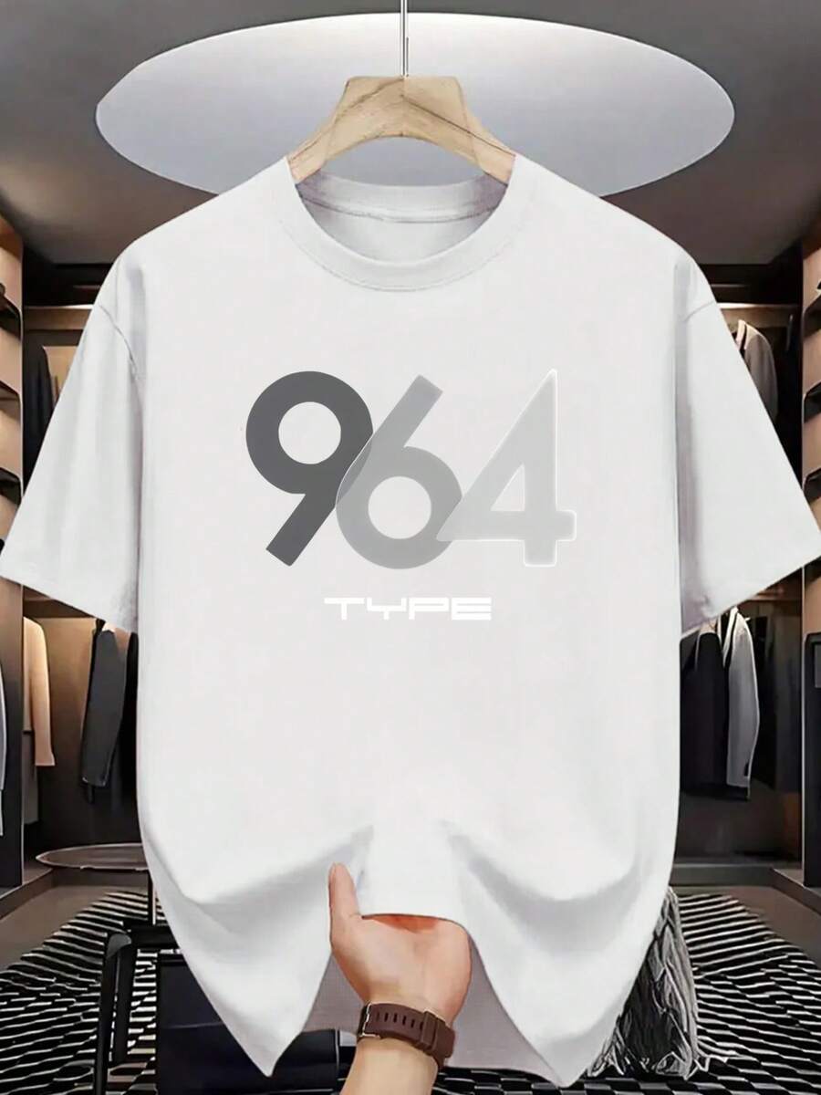 New Versatile Casual Fashion T-Shirt, 100% Cotton, Short-Sleeved Print - Short-Sleeved T-Shirt With '964 TYPE Basketball Passionate Youth' Print - A Must-Have For Sports And Leisure, Suitable For Basketball Fans And Young Sports Enthusiasts - Unisex. - 白色 - 查看 1