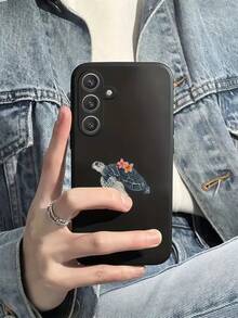 1pc Creative Floral Sea Turtle Pattern Straight Edge Liquid Silicone Phone Case Compatible With Galaxy S26 S25 S24 Ultra S24 Plus S24 FE S23 S22 A55 A54 A53 A52 A50 A30 A42 A35 A34 A33 A25 A24 A20 A30 A15 A17, Smart 8/ Hot 40i/Spark 20/Spark 20C/Spark Go 2024/ G84/Honor X9b X9A X9D X7B X9C X6A 8X X7 X8 X8C X8B Y9S Y9A Y7P Y7P/1+ - Black - View 4