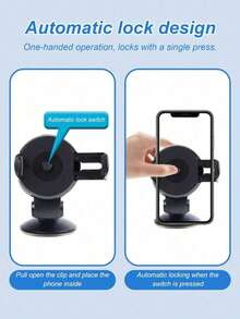 Universal Dashboard Car Phone Holder - Suction Cup With Gel Pad, 360° Rotation, One-Touch Locking Arm, Sturdy And Stable, Reusable And Washable, Fits All Phones, Suitable For GPS Navigation, Dash Cam, Trucks And Cars - A - View 9