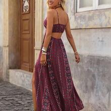 jianchaimaoyi02  Vestido de verano casual y romántico para vacaciones, con tirantes finos y rayas, en color marrón - Multicolor - Ver 3