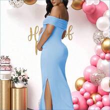 HENG
 JustVH Vestido elegante sin mangas con hombros descubiertos y malla para embarazadas para sesión de fotos de baby shower en primavera - verde menta - Ver 3