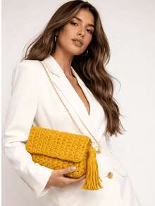 Women's Crochet Party Bag - Green Flag - View 3