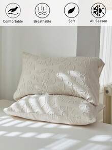 1 buah Sarung Bantal Tidur Motif Bunga Warna Khaki, Sarung Bantal Dekoratif Bertekstur Bohemian, Cocok untuk Semua Musim, Kamar Tidur, Sofa, Dapat Dicuci dengan Mesin, Tanpa Isian - Khaki - View 2