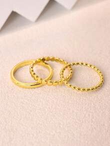 3件/組 精緻金戒指套組，適合日常、派對和節日佩戴，女性理想禮物，母親節送給媽媽的禮物，情人節送給女友的禮物 - 金色 - 查看 6