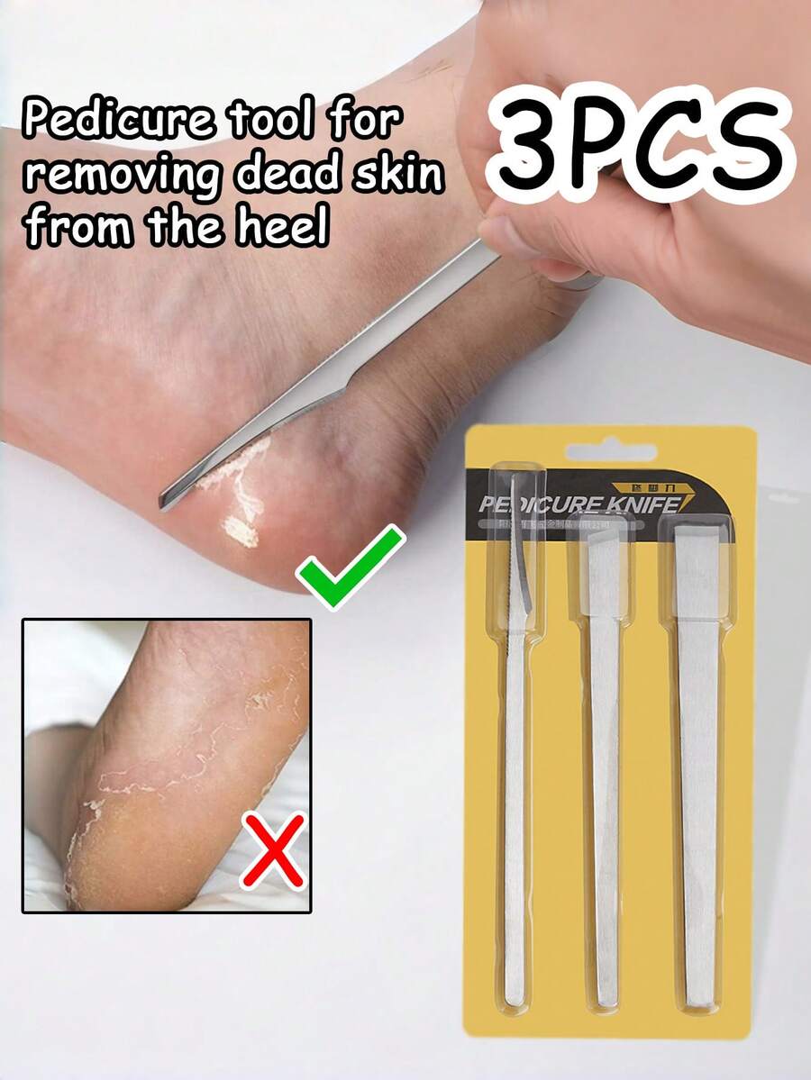 Set Alat Perawatan Kaki 3 Buah, Pengangkat Kulit Mati dan Kapalan dari Baja Tahan Karat, Cocok untuk Penggunaan di Rumah dan Profesional. Efektif Mengikis Kulit Mati, Kapalan, dan Kulit Kasar pada Tumit; Tahan Karat dan Tahan Lama. - MultiWarna - View 1
