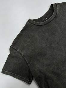 Casual Cotton Short Sleeve Washed Outfit, Suitable For Home, Daily Wear, Street, And Airport, Spring/Summer Black - Black - View 6