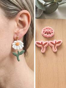 Juego de Cortadores de Arcilla Polimérica con Flores y Raíces, Herramienta para Fabricación de Joyas Hechas a Mano DIY, Cortadores de Relieve de Arcilla Cerámica Floral, Moldes de Arcilla Polimérica o Arcilla de Modelado de Alta Precisión, Adecuado para Aretes, Colgantes & Proyectos de Manualidades - Flores y raíces - Ver 1
