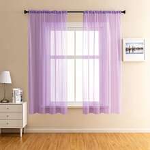 2pcs/Set - Translucent Sheer Curtains, Lightweight And Soft, Excellent Drape, Rod Pocket Design, Easy Installation/Light Filtering Sheer Curtains/Suitable For Living Room/Bedroom Curtains/Decorative Curtains, - Lilac Purple - View 12