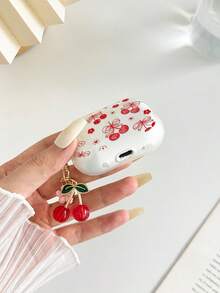 Cherry Painted Transparent Additional Flower Button Thickened Fashion Bluetooth Shockproof Earphone Case Compatible With S4 Protective Case Apple Wireless Bluetooth Earphone Shell Glossy Pro2 Full Coverage Pods 31/2/3 Generation Protective Case Pro Shockproof Soft Shell - Multicolor - View 5