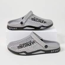 Men's Dual-Purpose Slippers, Anti Slip And Cool Slippers, Summer Beach Outdoor Perforated Shoes - Breathable, Casual Cool Slippers - 灰色 - 查看 2