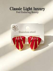 1 Pair Of Stainless Steel Gold-Plated Earrings, Hypoallergenic, Thick ...