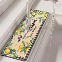1pc Kitchen Lemon Sink Faucet Water Absorption Pad, Drainage Pad, Kitchen, Bathroom Sink, Countertop, Drainage Pad, Diatomite Washbasin, And Cuttable Quick-Drying Pad. - Multicolor - View 6