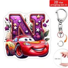 Bộ móc khóa 2D phẳng 1 chiếc, hình hoạt hình chữ cái hoa xe hơi, mặt dây chuyền acrylic chủ đề giấc mơ "A-Z" kèm dây xích, phụ kiện treo túi sáng tạo - Nhiều màu - Xem 29