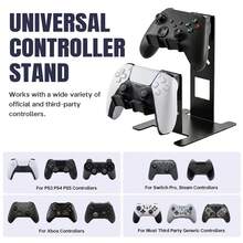 Universal 2-Tier Aluminum Alloy Game Controller Stand, Dual Gamepad Holder With Anti-Slip Rubber Pads & Weighted Base, Desktop Gaming Organizer For Switch Pro, Steam, PC & All Mainstream Console Controllers - View 4