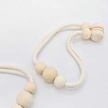 1pc/2pcs Bohemian Style Curtain Tieback Rope Accessories With Wooden Beads, Tassel/Magnetic, Home Decor Suitable For Living Room, Bedroom, Kitchen - Beige - View 5