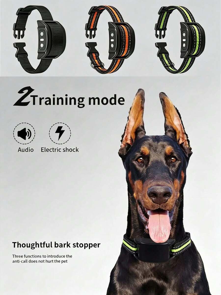 Automatic Bark Collar Dog Training Collar Rechargeable Waterproof Shock Collar For Small Medium Large Dogs Voice Activated Bark Control Collar USB Rechargeable Automatic Anti-Bark Training Collar Pet Supplies