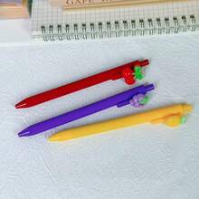 8pcs/Set Fruit Pattern Retractable Gel Pens, Cute Highly Attractive Black Ink Ballpoint Pens, Minimalist Student Writing Pens, Office Signature Pens, Holiday Event Gift Pens, Back To School - Black Click Pen - View 8