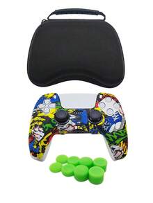 Compatible With PlayStation 5, 1pc Controller Protective Case + 8pcs Thumb Grip Caps + 1pc Storage Bag Set, Anti-Drop Anti-Slip Anti-Scratch Anti-Sweat Enhanced Gaming Operation Feel And Experience, Convenient For Carrying And Storing Accessories - Protective Case + Joystick Cap + Storage Bag Set - View 14