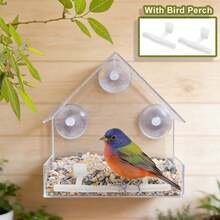 1pc Outdoor Bird Feeder With Strong Suction Cup, Transparent Design, Weather-Resistant, Suitable For Outdoor, Garden, Balcony And Similar Locations - One Size Fits All - View 3