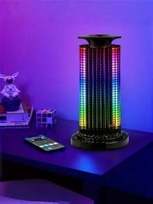 4D Panoramic RGB Voice-Activated Light With Music Control LED, 18 Lighting Modes, Modern Grid Pattern Music Rhythm Light | USB Rechargeable Lithium Battery, Smart Light, Suitable For Holiday Gifts, Family Gatherings, And Various Occasions - A - View 11
