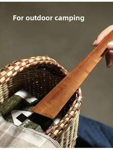 1/2pcs Non-Stick Pan Scratch-Resistant Triangular Cooking Spatula, Portable Hanging Solid Wood Frying Spatula, Multi-Functional For Stir-Frying And Mixing - Camel - View 6