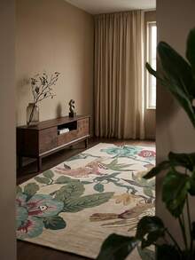 1pc Floor Mat Carpet (Rug, Carpet, Area Rug, Bath Mat, Bath Rug, Door Mat), Modern Aesthetic Southeast Asian Style Floral And Bird Pattern Fresh Design - Soft Faux Cashmere Carpet, Bathroom, Kitchen, Entrance, Hallway, Bedside, Living Room, Bedroom, Etc., All Season Use Machine Washable Floor Mat, Home Decor - Multicolor - View 5