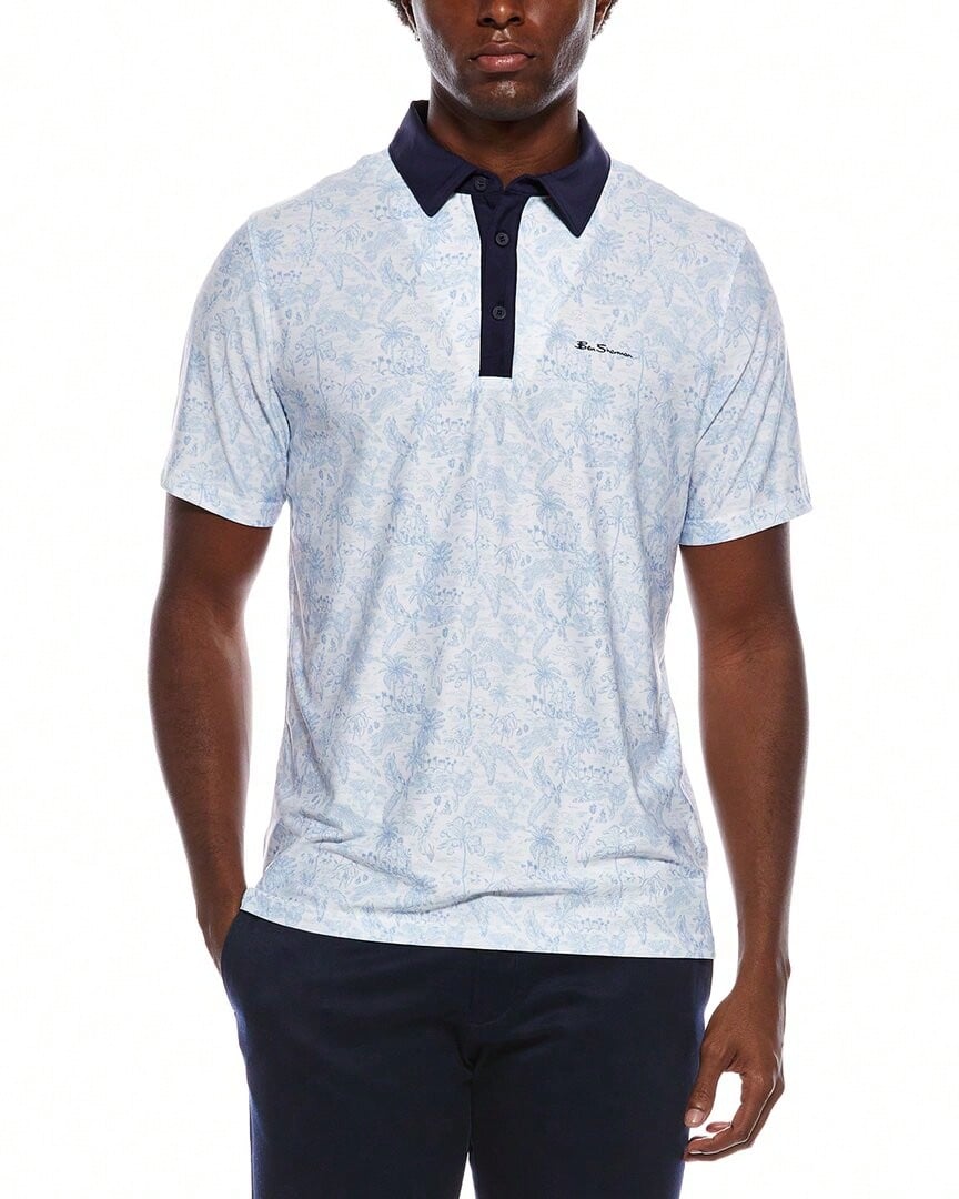 Ben Sherman Island Hopping Tech Jersey Golf Polo Shirt - Màu xanh lam - Xem 1
