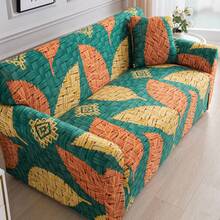 1pc Botanical Pattern Printed Sofa Cover, Dust-Proof And Stain-Resistant, Elastic One-Piece Full Coverage Sofa Protector, Living Room Home Decor, 1/2/3/4 Seater Sofa Decoration, All Season Universal, Machine Washable, Pillowcase Not Included - Green - View 8