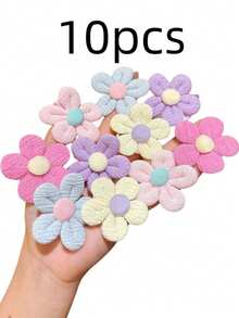 10 piezas de pinzas para el cabello con flores de estilo dulce y colorido para uso diario, pinzas de garra - Multicolor - Ver 4