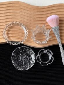 1pc Glass Petal Plum Blossom Pearl Edge Crown Nail Art Palette Premium Decor - Clear - View 7