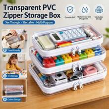 PVC Zipper Storage Bag - White, Transparent And Stackable - For Organizing Baby And Maternity Supplies; Suitable For Travel And Nursery Organization. - Multicolor - View 3