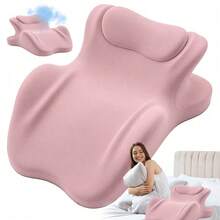 Dieses Liege-/Schlafkissen wird mit einem kleinen Kissen und einem Seitenschläferkissen geliefert. Dank seiner ergonomischen 3D-Form lässt es sich leicht abwischen. Es bietet zudem orthopädische Unterstützung und ist vielseitig einsetzbar: auf Sofas, Betten, Böden, auf Reisen, im Büro und natürlich zum Schlafen. - Pink - Übersicht 1
