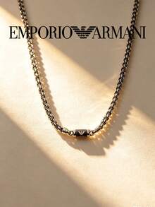 Armani EGS2605040 男士不鏽鋼 Logo 項鍊 - 黑色 - 查看 7
