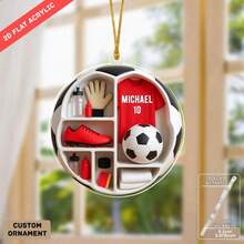 1pc/6pcs Acrylic Hanging Decor, Football Player Personalized Nameplate Ornament, Car Hanging Decor, Birthday Gift, Party Decoration, Party Favor, Backpack Charm, Home Decor - Multicolor - View 7