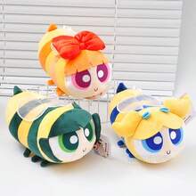 THE POWERPUFF GIRLS 正版 20cm 飛天小女警蜜蜂絨毛娃娃，可愛卡通昆蟲玩偶，女孩生日禮物 - 彩色 - 查看 2