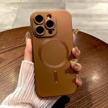 1 Piece Magnetic Phone Case, Magnetic Induction Slim Case Cell Phone Cover, Compatible With Apple 16/16Pro/16Plus/16ProMax - Brown - View 3