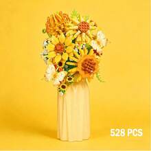 529/418/398/329 Pcs-Building Block Flower Bouquet DIY Set, Construction Block Toy, Flowers With Vase, Birthday Gift For Adult Women, Valentine's Day Gift, Valentine's Day Party Gift, Flower Arrangement Enthusiasts - Multicolor - View 6