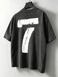 Manfinity Hypemode Men's Casual Washed Cotton T-Shirt With Floral Embroidery, Loose Fit,  Street Style For Everyday Summer Wear. Unisex Washed T-Shirt. Y2K Style, Fashionable Style, Cute Style, Casual Style, Women's Blouses > Clothing. 230g (Sizes S-XXXL) - 4 - 查看 7