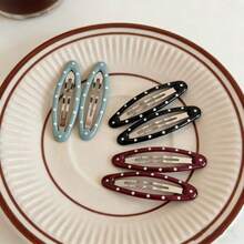 Minimalist Oval Embellished Hair Clip, Simple Side-Parted Bangs Hair Clip, Casual Solid Color Hair Accessory, Suitable For Summer, Vacation, Travel, Designed For Women - Multicolor - View 3