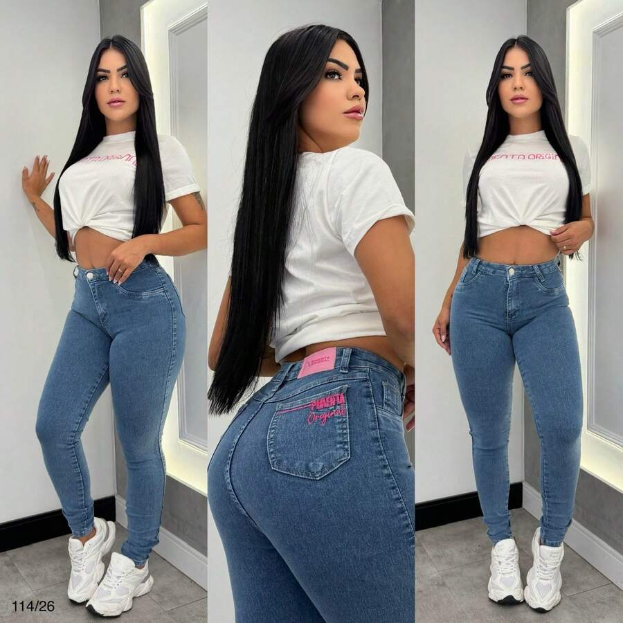 Premium Salt And Pepper Pants - Original Pepper Embroidered Butt-Lifting Panties With Elastane, Tight Fit - 4573 - 查看 1