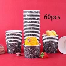 10/20/60pcs, Halloween Spider Web Themed Birthday Disposable Paper Cups, Black Spider Web Print Ice Cream Snack Bowls, Halloween Treat Snack Cups Birthday Party Candy Treat Serving Tableware Favors,Paper Dessert Bowls For Birthday Summer Party Favor - Black - View 10