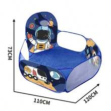 Tienda de bolas hexagonal de espacio azul profundo para niños, casa de juegos con tema de espacio para interiores y exteriores, casa de juegos con tema de juego de rol para niños, adecuada para niños y niñas, casa de juguete, mejor regalo de cumpleaños y vacaciones, tiempo de juego de imaginación y rol - azul real - Ver 5
