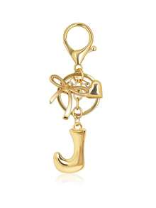 Sparkling Initial Letter Keychain With Heart And Bow Decoration, Stainless Steel Letter Key Ring For Handbags, Fashionable Alloy Keychain Ring, Bag Backpack Charm Car Key Fob, Perfect Accessory For Women's Daily Use, Couple Gift, Classic Simple Keychain, Decoration, Bag Accessory, Suitable For Friends, Family, Couples, Girlfriend, Important Gift, Holiday Souvenir - Multicolor - View 24
