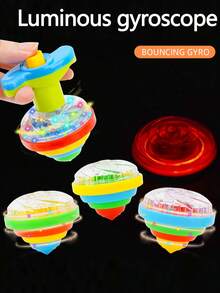 1/2/4pcs Fun LED Glowing Gyroscope, Flashing Spinning Top Toy, Light-Up Spinning Toy, Light-Up Toy, Dark Party Supplies, Birthday Gift, Christmas Gift (Some Parts Color Random, Manual Measurement Size May Have Slight Error) - Multicolor - View 3