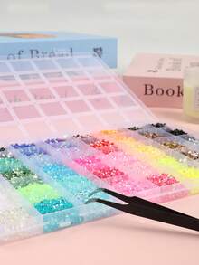 40 Colors AB Resin Flat Back Rhinestones, Multi-Size Shiny Gems, Includes Picking Pen And Tweezers, Suitable For Nail Art DIY Handmade Decoration - Multicolor - View 7