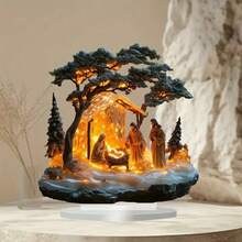Cross-Border Acrylic Charming Gingerbread House Christmas Home & Office Desktop Decoration With Base - A - View 16