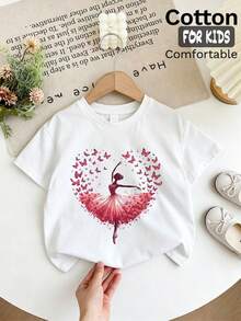 6-12 Year Old Graphic Print T-Shirt, Fun Casual Versatile, Daily, Sports, Y2K Style, Vacation Travel Beachwear - White - View 2